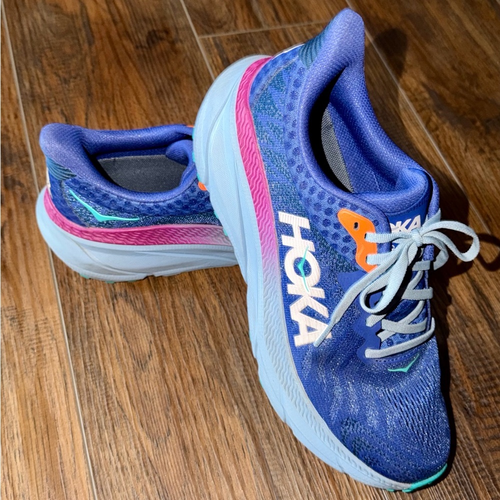 Hoka Blue and Pink Running Shoes